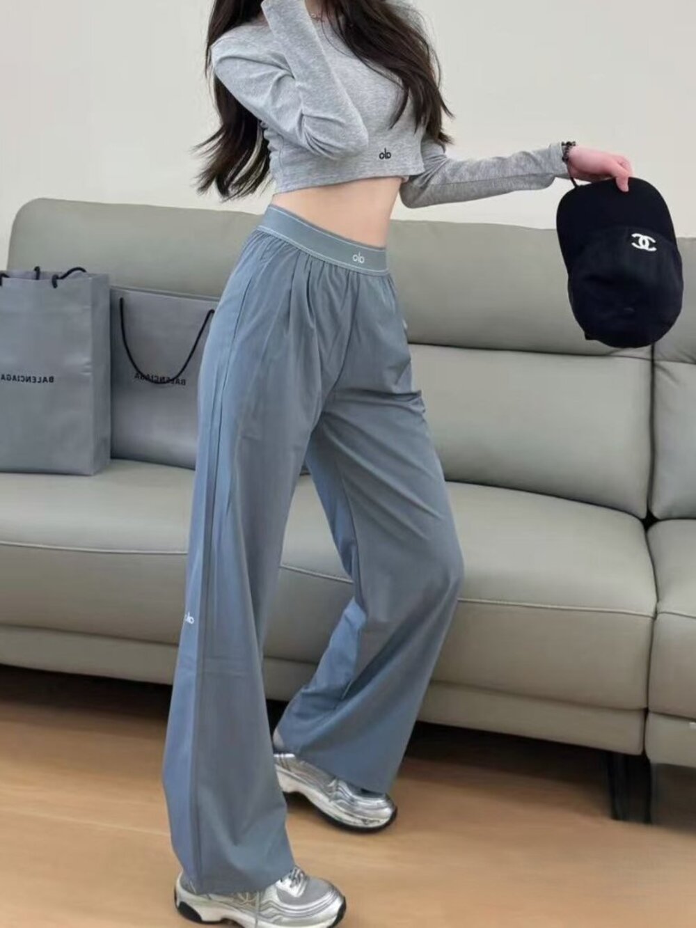 ALO Yoga Women's Suit Pants Steel Gray Subtle Luxury ✨ Regular Size